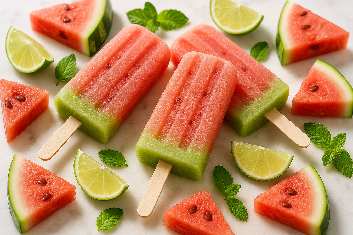 Wassermelone-Limetten Protein-Eis am Stiel – fertiges Rezept