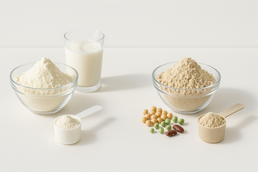 Whey Protein und veganes Protein im Vergleich