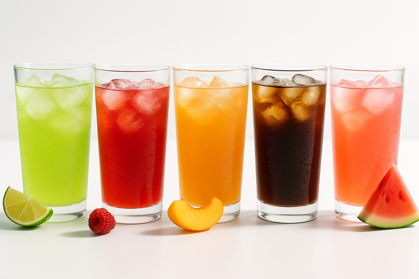 Mehrere klare fruchtige Clear-Whey-Protein-Drinks nebeneinander im Vergleich, Discounter und Drogerie