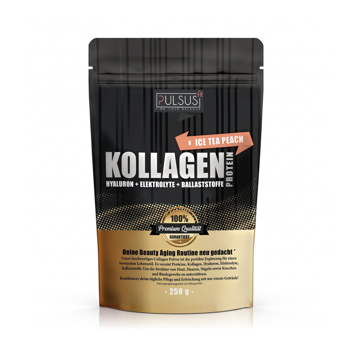 PULSUS FIT Kollagen Protein Men Edition Ice Tea Peach Vorderseite