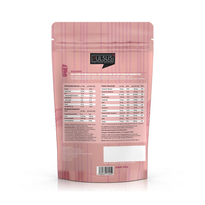 PULSUS FIT Kollagen Protein Women Edition Cherry Rückseite mit Nährwerten