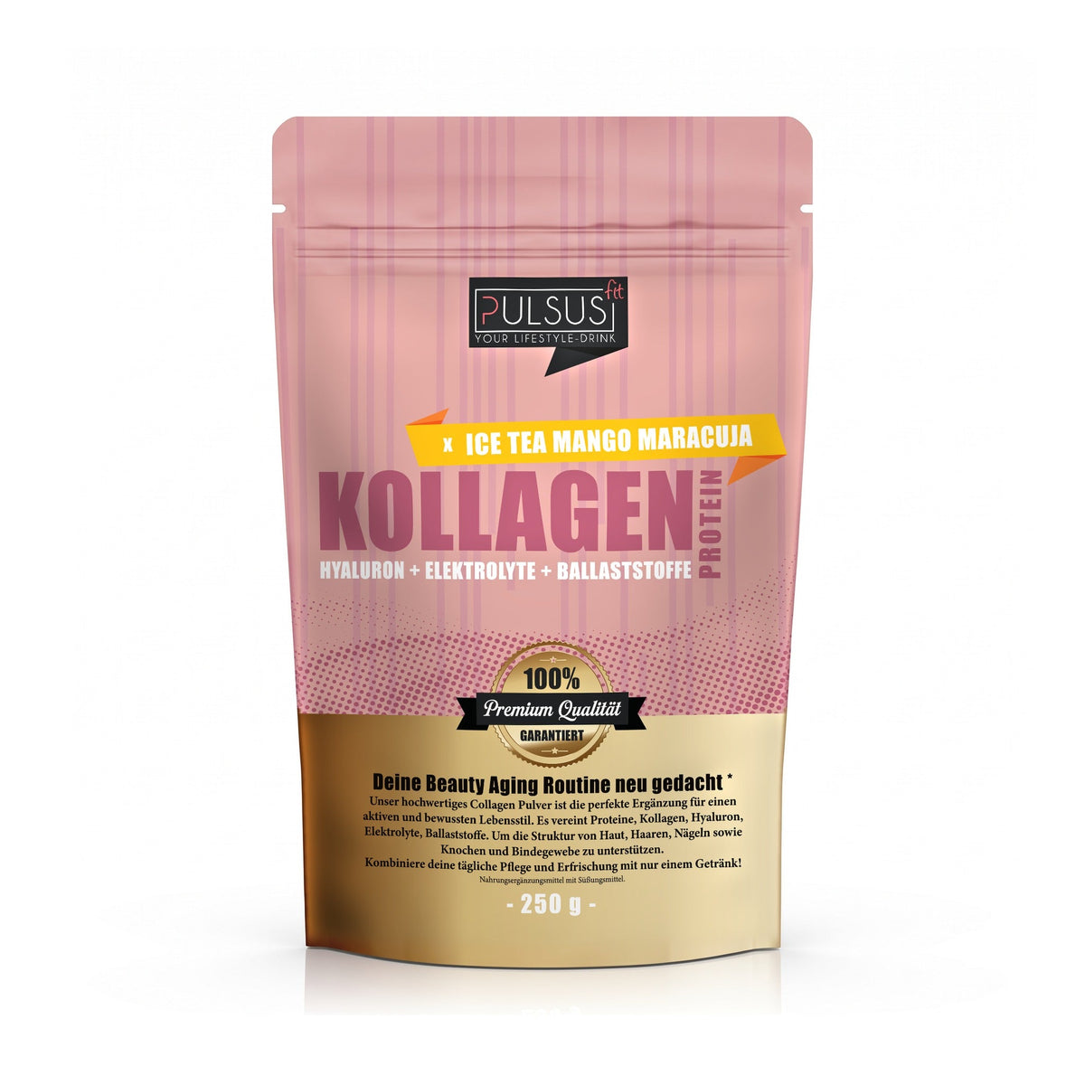 PULSUS FIT Kollagen Protein Women Edition Ice Tea Mango Maracuja Vorderseite