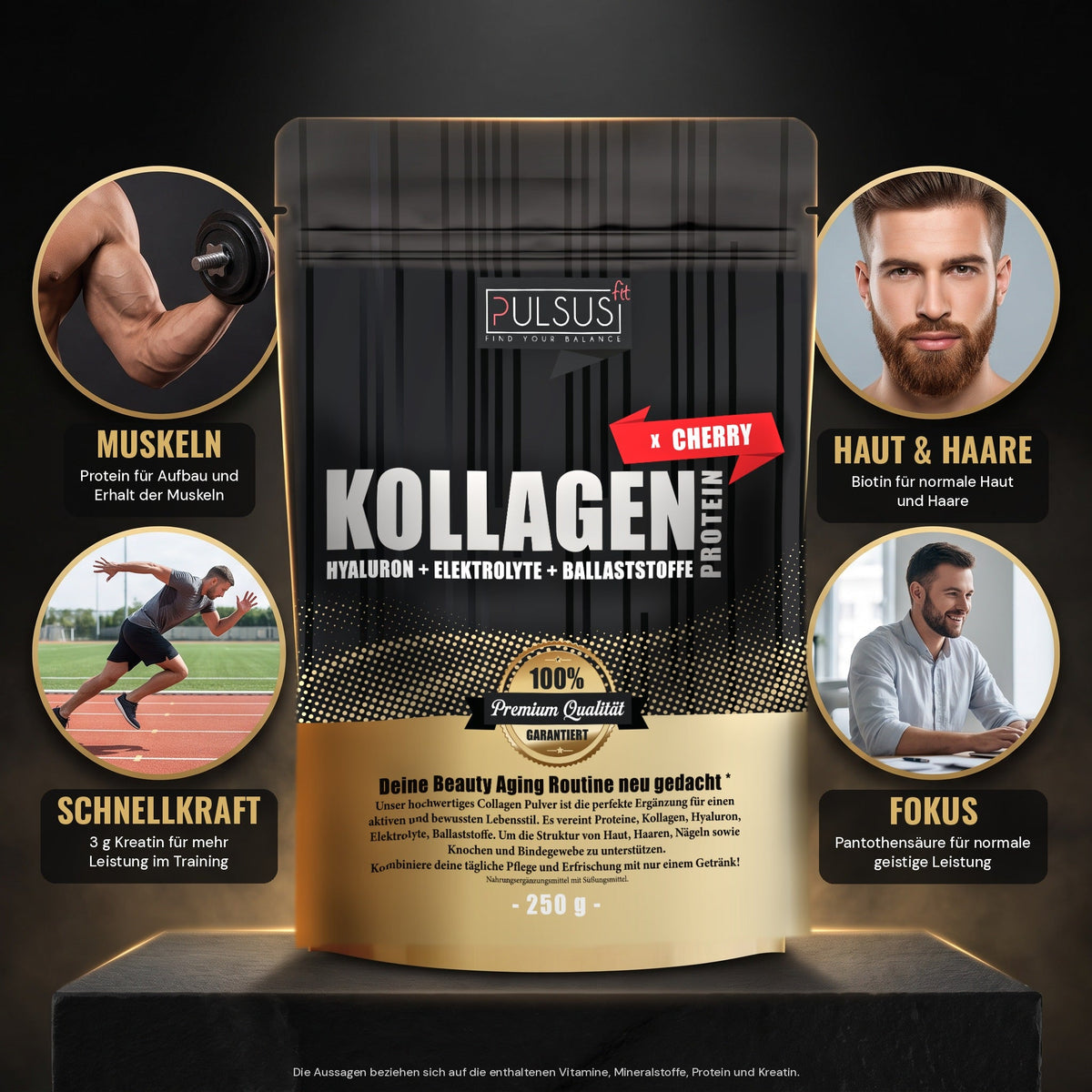 Kollagen Protein Men Edition: Muskeln, Haut und Haare, Schnellkraft, Fokus