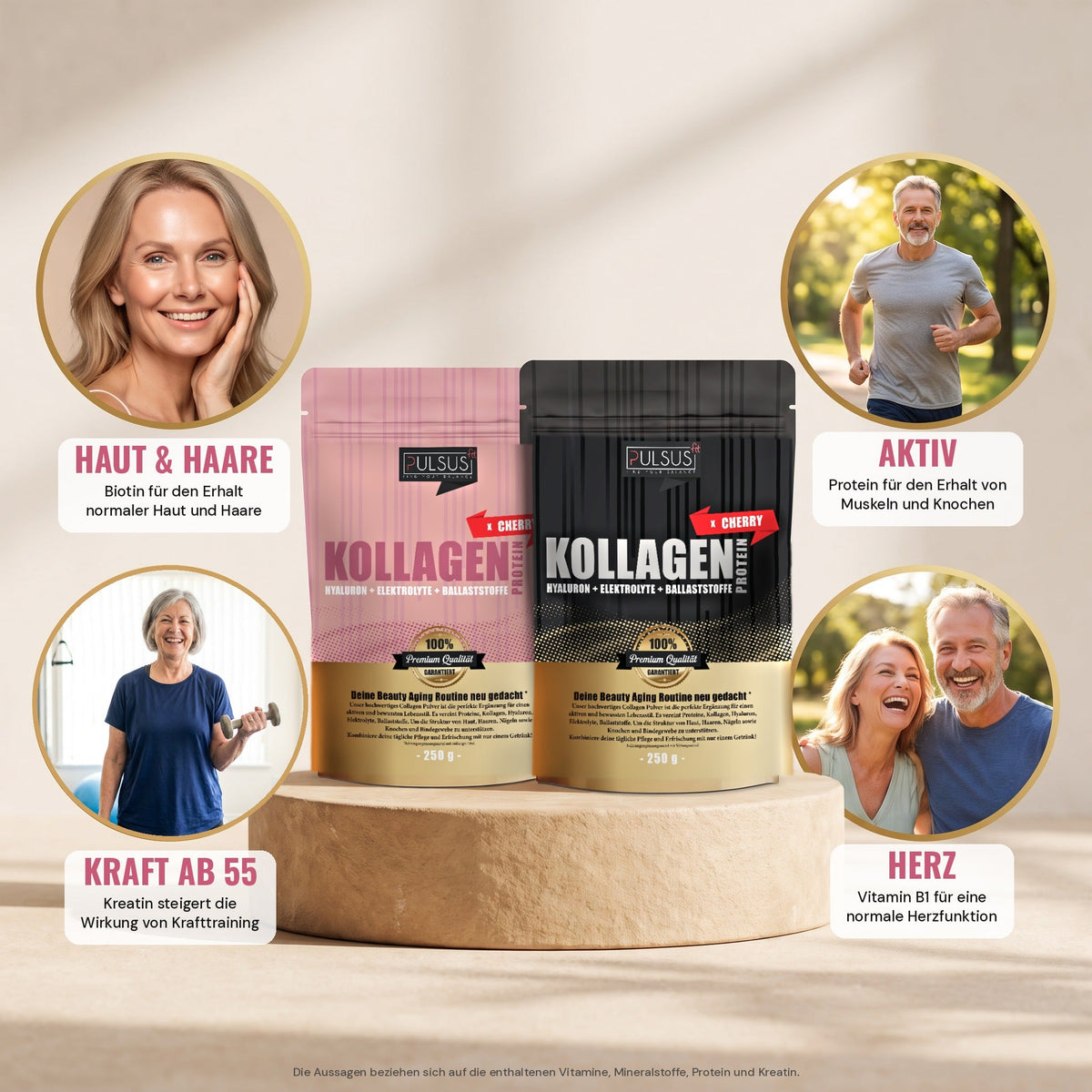 Kollagen Protein: Haut und Haare, Aktiv, Kraft ab 55, Herz