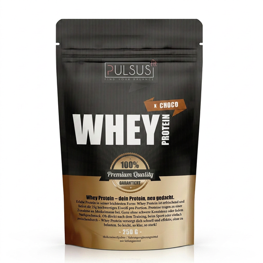 Pulsus Fit Whey Protein Choco 250 g Beutel, cremiges Schoko Proteinpulver